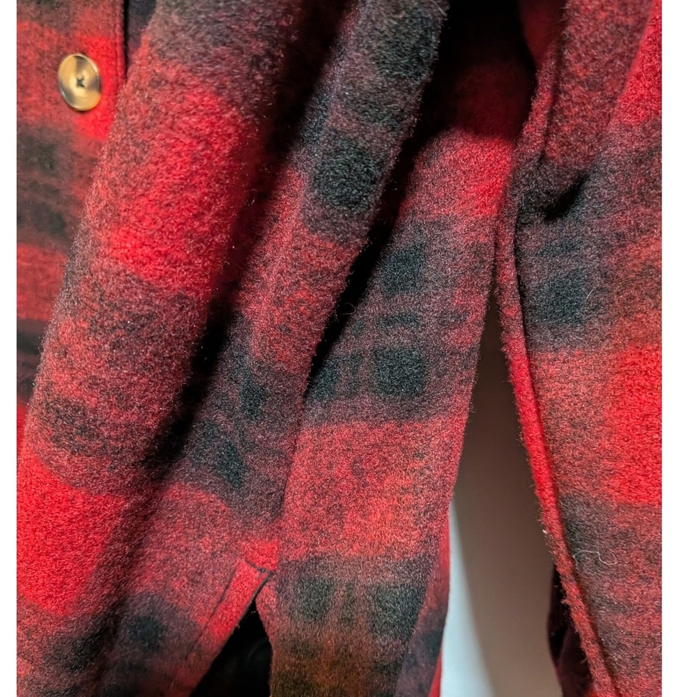 Western Cowgirl Lumberjack Farm Barn Coat Red Black Plaid Oversized 14W Shacket - Picture 5 of 10